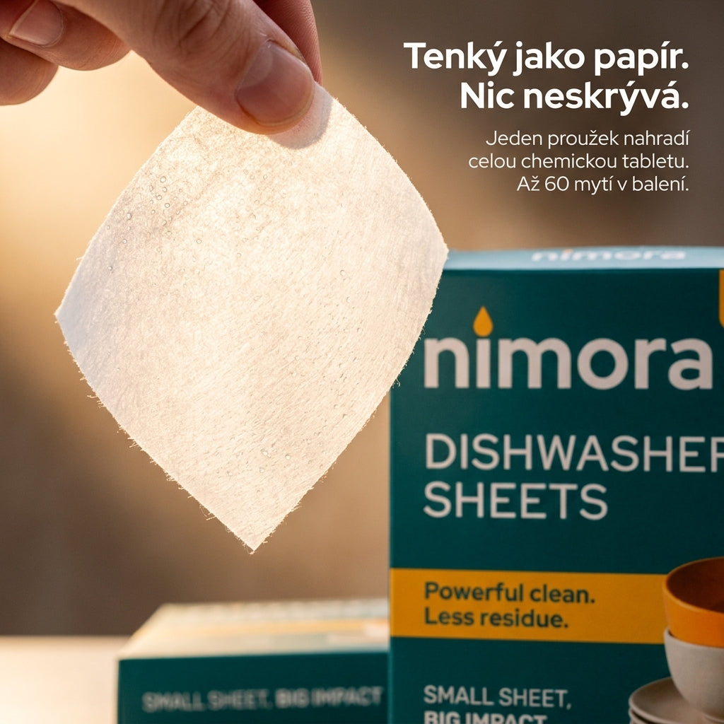 Pásiky do umývačky bez chémie — Nimora | 60 umytí, papierový obal