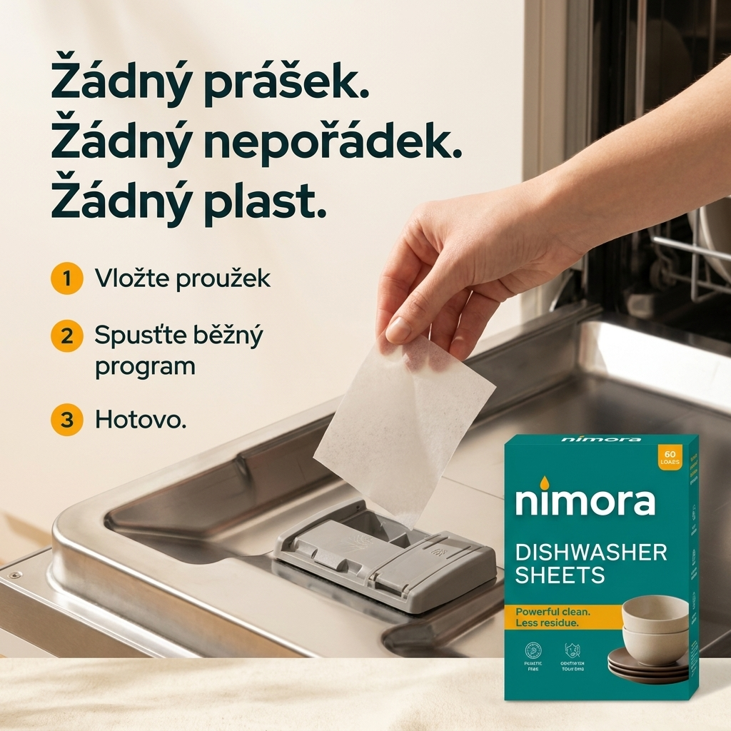 Pásiky do umývačky bez chémie — Nimora | 60 umytí, papierový obal